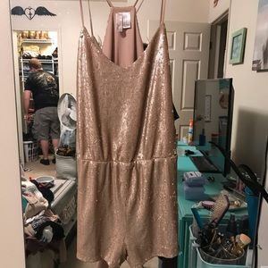 Rose gold sequin romper